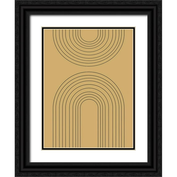 Straatsma, Leah 19x24 Black Ornate Wood Framed with Double Matting Museum Art Print Titled - Abstract Rainbow Ochre