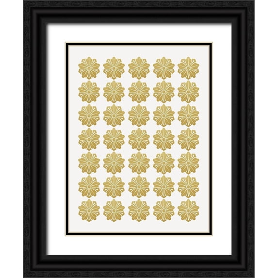 Straatsma, Leah 19x24 Black Ornate Wood Framed with Double Matting Museum Art Print Titled - Gilded Flowers