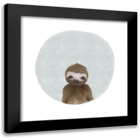Straatsma, Leah 20x20 Black Modern Framed Museum Art Print Titled - Baby Sloth Gray