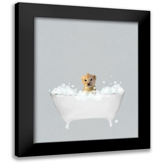 Straatsma, Leah 20x24 Black Modern Framed Museum Art Print Titled - Lion Blue Bath