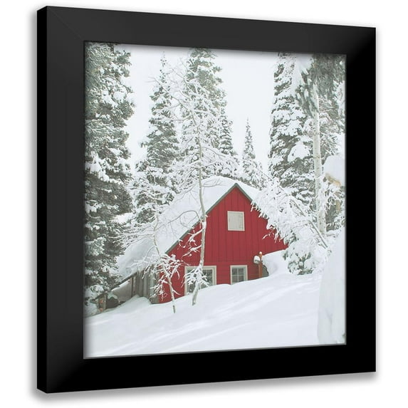 Straatsma, Leah 20x24 Black Modern Framed Museum Art Print Titled - Red Winter Cabin