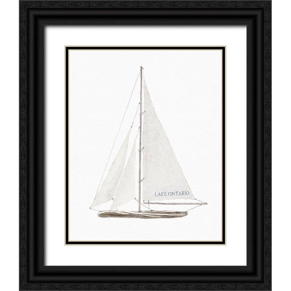 Straatsma, Leah 20x24 Black Ornate Wood Framed with Double Matting Museum Art Print Titled - Lake Ontario Sailboat