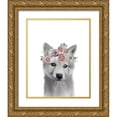 thumbnail image 1 of Straatsma, Leah 20x24 Gold Ornate Wood Framed with Double Matting Museum Art Print Titled - Floral Wolf, 1 of 4