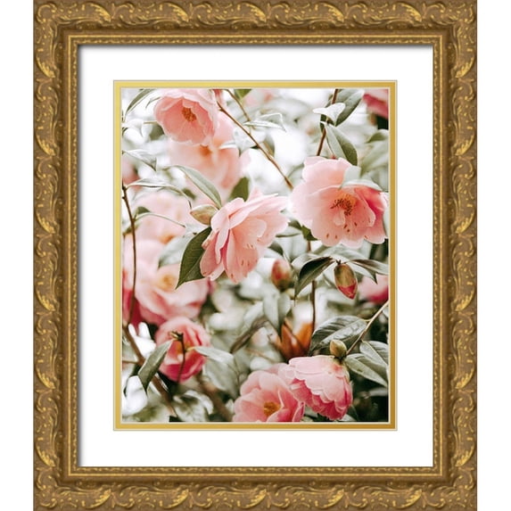 Straatsma, Leah 20x24 Gold Ornate Wood Framed with Double Matting Museum Art Print Titled - Moody Pink FLorals 16x20
