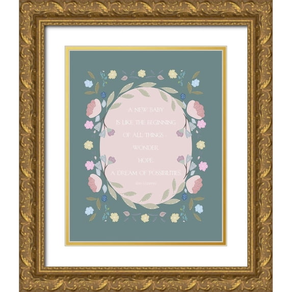 Straatsma, Leah 20x24 Gold Ornate Wood Framed with Double Matting Museum Art Print Titled - New Baby Quote