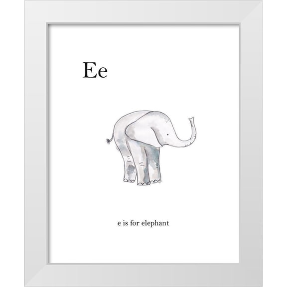 Straatsma, Leah 20x24 White Modern Wood Framed Museum Art Print Titled - Ee Is For Elephant