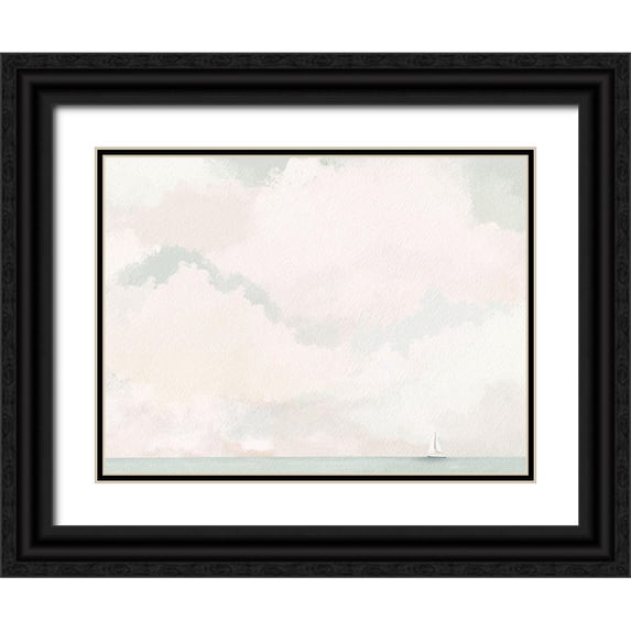 Straatsma, Leah 24x19 Black Ornate Wood Framed with Double Matting Museum Art Print Titled - Sailing And Clouds