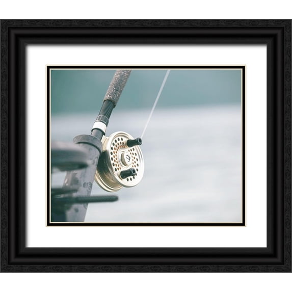 Straatsma, Leah 24x20 Black Ornate Wood Framed with Double Matting Museum Art Print Titled - Rod and Reel