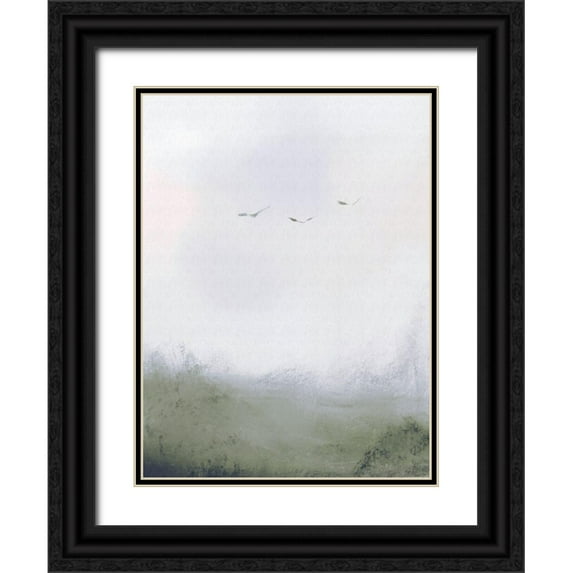 Straatsma, Leah 25x32 Black Ornate Wood Framed with Double Matting Museum Art Print Titled - Birds Flying Over a Field 1