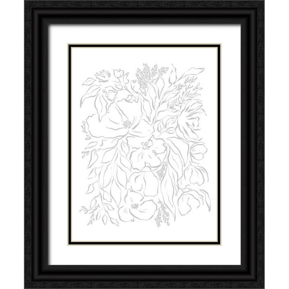 Straatsma, Leah 25x32 Black Ornate Wood Framed with Double Matting Museum Art Print Titled - Pretty Neutral Florals