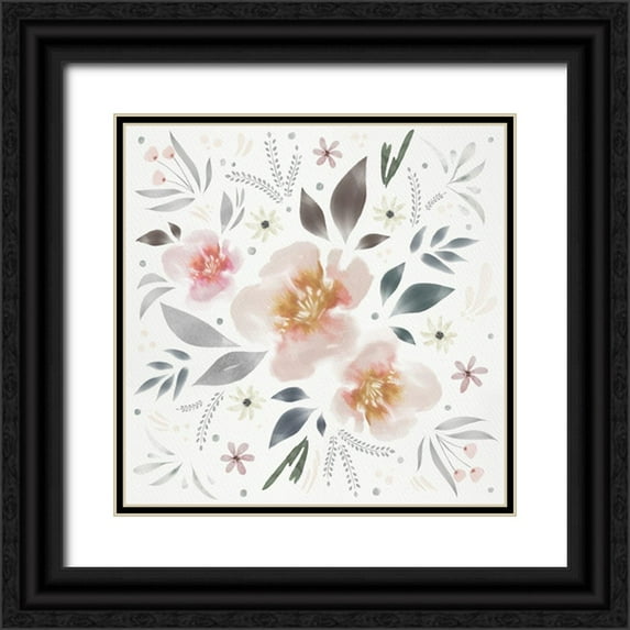 Straatsma, Leah 26x26 Black Ornate Wood Framed with Double Matting Museum Art Print Titled - Floral Square Piece