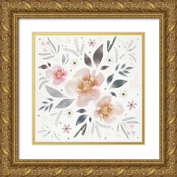 Straatsma, Leah 26x26 Gold Ornate Wood Framed with Double Matting Museum Art Print Titled - Floral Square Piece