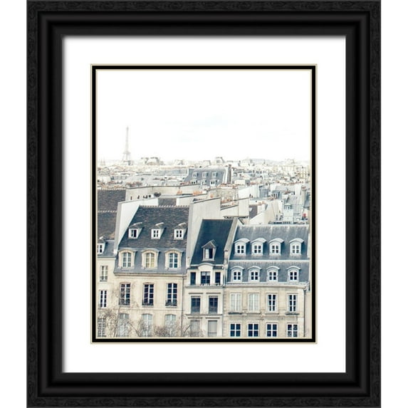 Straatsma, Leah 26x32 Black Ornate Wood Framed with Double Matting Museum Art Print Titled - Eiffel Tower and Buildings