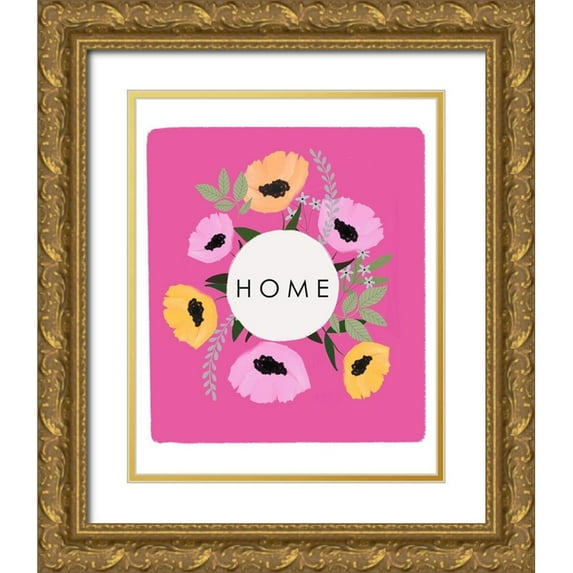 Straatsma, Leah 26x32 Gold Ornate Wood Framed with Double Matting Museum Art Print Titled - HOME Florals Hot Pink