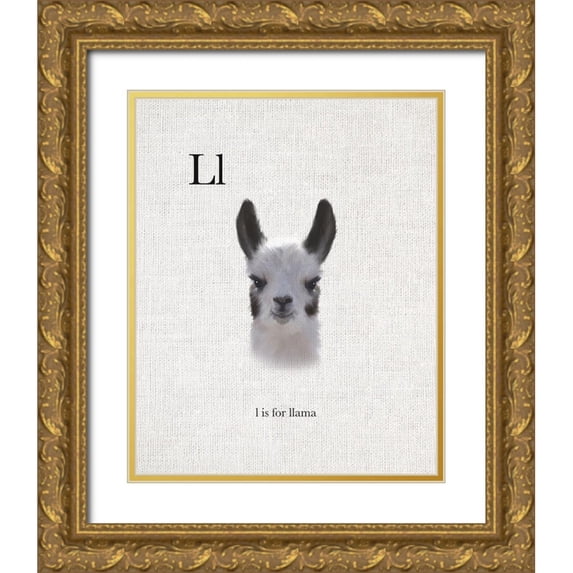 Straatsma, Leah 26x32 Gold Ornate Wood Framed with Double Matting Museum Art Print Titled - L is for Llama