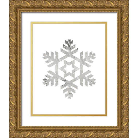 Straatsma, Leah 26x32 Gold Ornate Wood Framed with Double Matting Museum Art Print Titled - Wooden Snowflake Polka 3