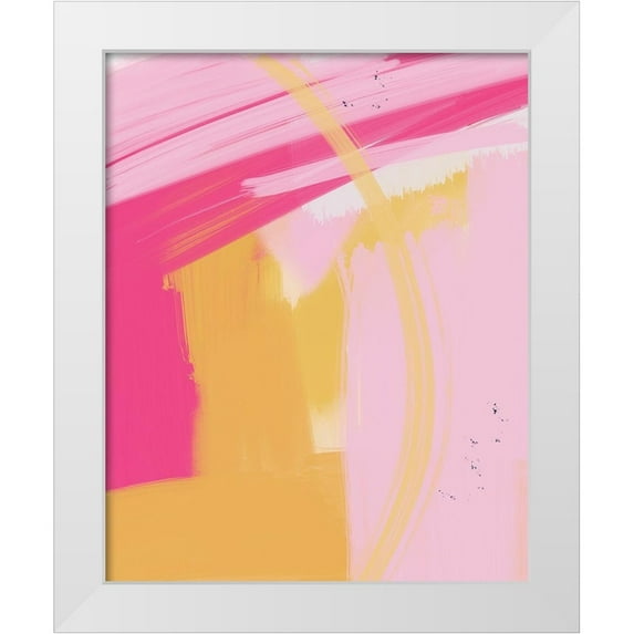 Straatsma, Leah 26x32 White Modern Wood Framed Museum Art Print Titled - Pink and Yellow Abstract