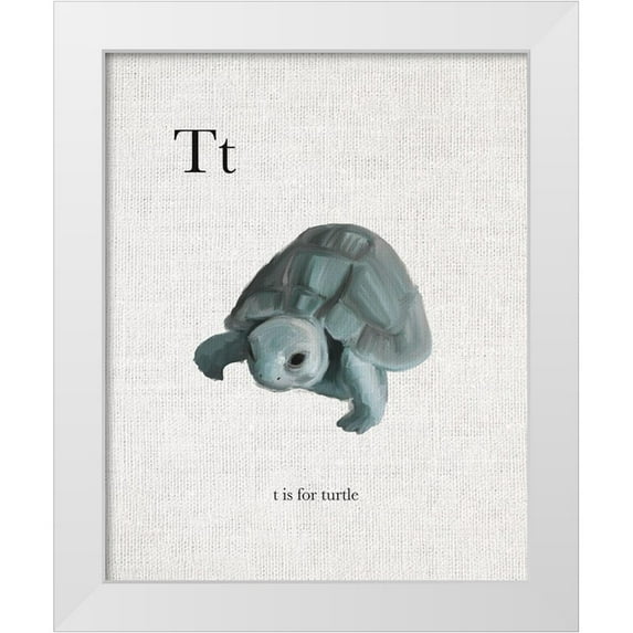 Straatsma, Leah 26x32 White Modern Wood Framed Museum Art Print Titled - T is for Turtle