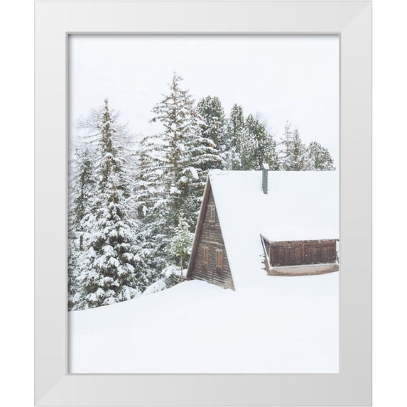 Straatsma, Leah 26x32 White Modern Wood Framed Museum Art Print Titled - Winter Cabin 2