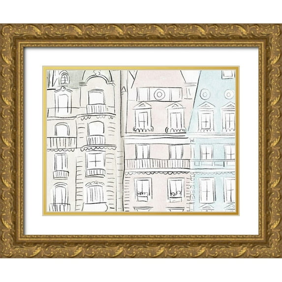 Straatsma, Leah 32x25 Gold Ornate Wood Framed with Double Matting Museum Art Print Titled - Pastel Paris