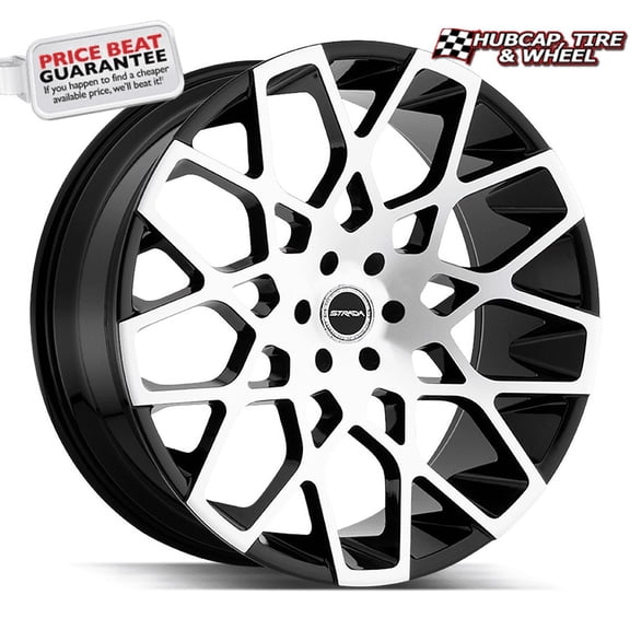 Strada Buca 24X10 Gloss Black Machined Custom Wheel- 6x139.7 Bolt Pattern, 30mm Offset