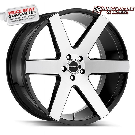 Strada Coda 22X9.5 Gloss Black Machined Custom Wheel- 5x120 Bolt Pattern, 25mm Offset