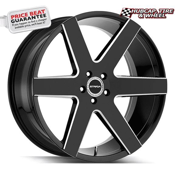 Strada Coda 22X9.5 Gloss Black Milled Custom Wheel- 5x115 Bolt Pattern, 15mm Offset
