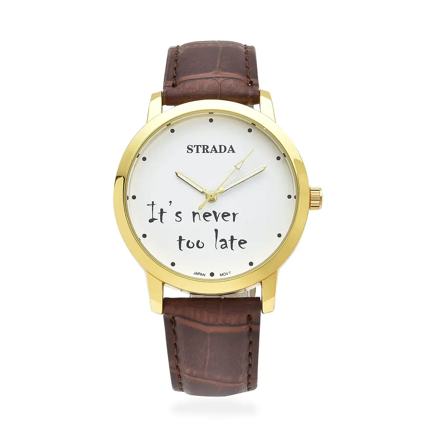 STRADA Japanese Movement Dial Watch with Brown Color Faux Leather