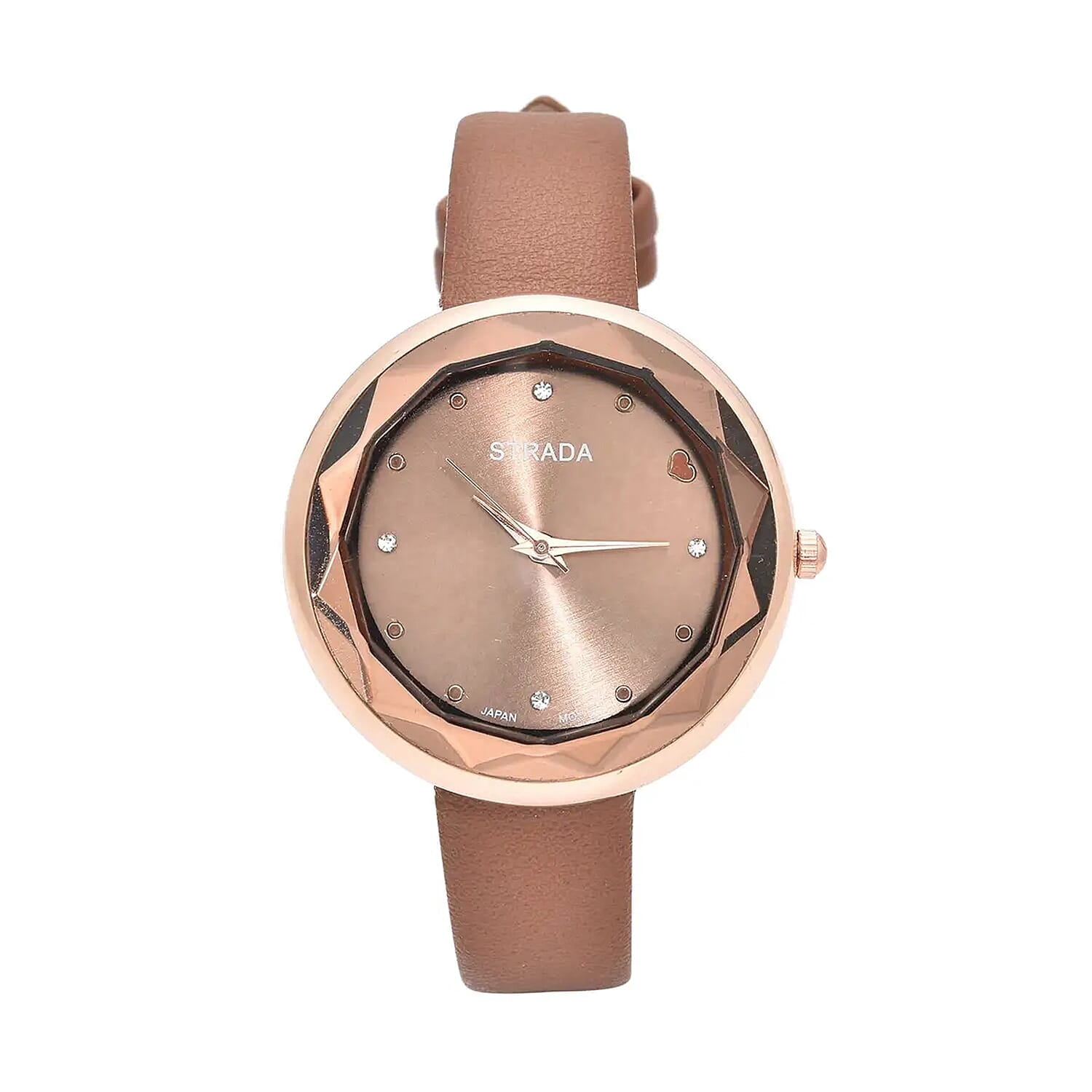 Strada Japanese Movement White Crystal with Brown Dial Watch  display picture 2