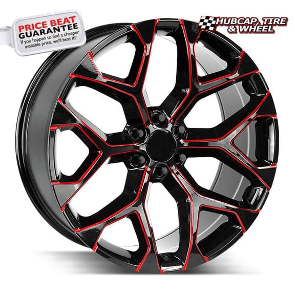 Strada OE Replica Snowflake Gloss Black Candy Red Milled - 28X10-6X139.7 Bolt Pattern, 31mm Offset