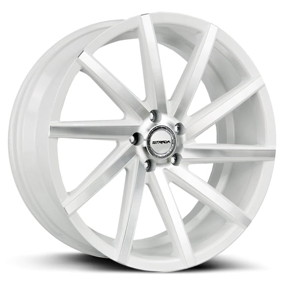 Strada Sega Custom Wheel - 22x9, 35 Offset, 5x114.3 Bolt Pattern, 72.6mm Hub - White with Machined Face Rim, White, Beige