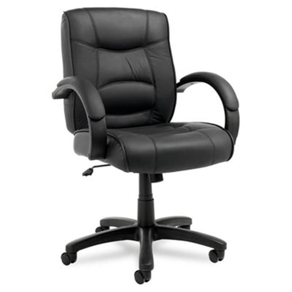 Strada Series Mid-Back Swivel / Tilt Chair with Black Leather Upholstery