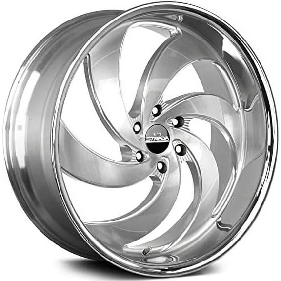 Strada Street Classics RETRO 6 Brushed Face Silver Milled Ss - 24X10-5X120 Bolt Pattern, 25 Offset