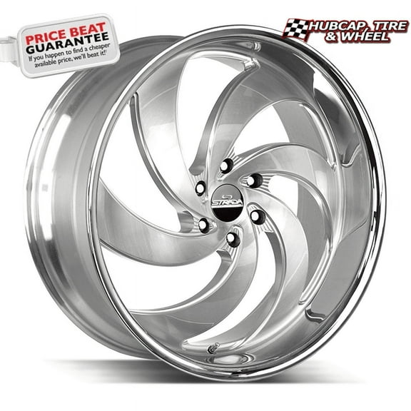 Strada Street Classics RETRO 6 Brushed Face Silver Milled Ss - 24X10-5X127 Bolt Pattern, 15 Offset