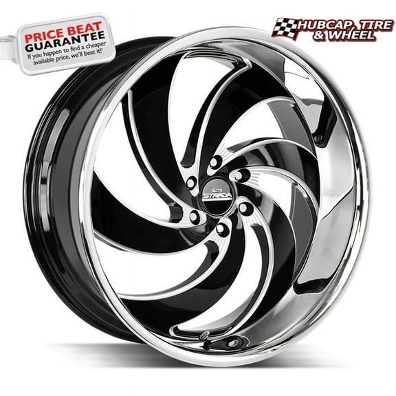 Strada Street Classics RETRO 6 Gloss Black Milled Ss Lip - 24X10-5X115 Bolt Pattern, 15 Offset