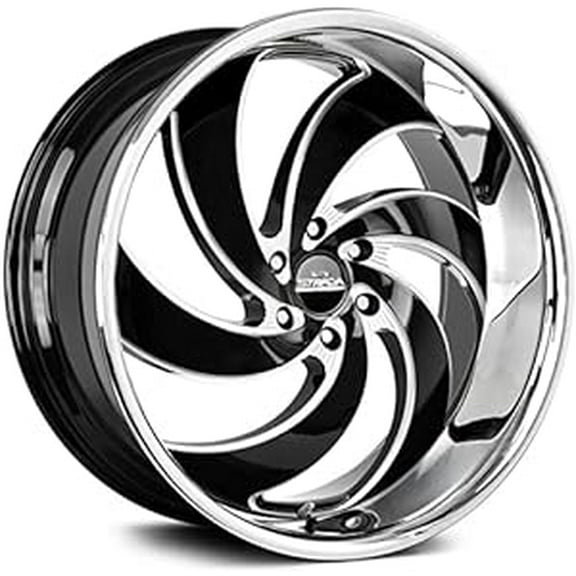 Strada Street Classics RETRO 6 Gloss Black Milled Ss Lip - 24X10-5X127 Bolt Pattern, 15 Offset