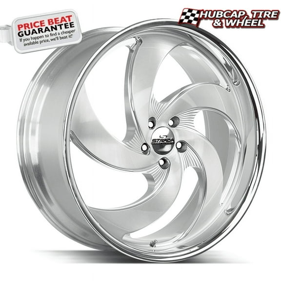 Strada Street Classics Retro 5 22X10 Brushed Face Silver Milled Ss Custom Wheel- 6X139.7 Bolt Pattern, 24mm Offset