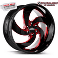 thumbnail image 1 of Strada Street Classics Retro 5 22X10 Gloss Black Candy Red Milled Custom Wheel- 6X139.7 Bolt Pattern, 24mm Offset, 1 of 1