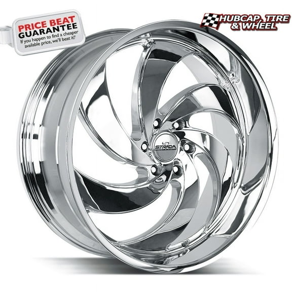 Strada Street Classics Retro 6 24X10 Chrome Custom Wheel- 6X139.7 Bolt Pattern, 24mm Offset