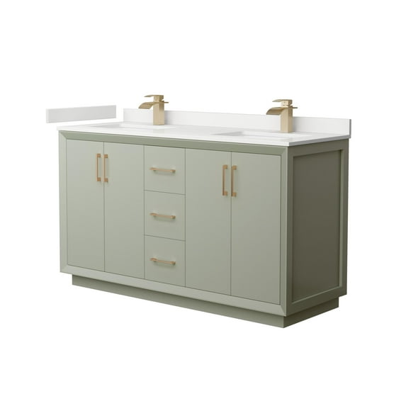 Wyndham Collection Wcf414160d-Qtz-Unsmxx Strada 60" Free Standing Double Basin Vanity Set