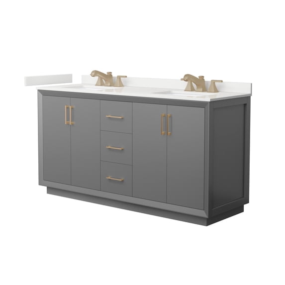 Wyndham Collection WCF414166DGZWQUS3MXX Strada 66" Free Standing Double Basin Vanity Set -