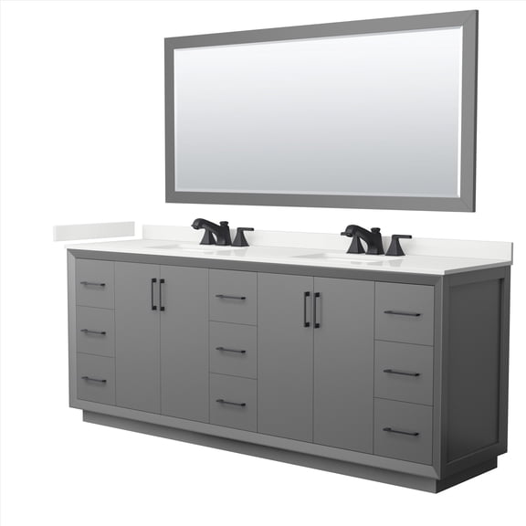 Wyndham Collection Wcf414184d-Qtz-Us3m70 Strada 84" Free Standing Double Basin Vanity Set
