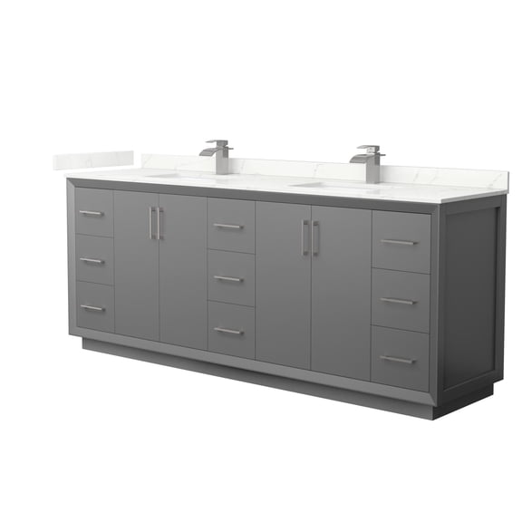 Wyndham Collection Wcf414184d-Qtz-Unsmxx Strada 84" Free Standing Double Basin Vanity Set
