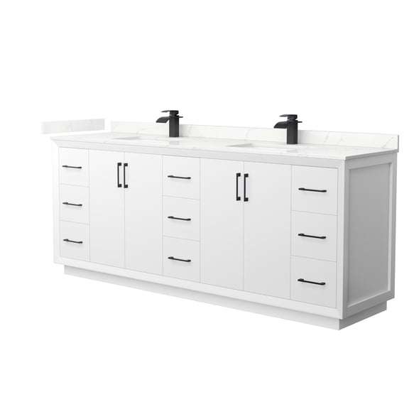 Wyndham Collection Wcf414184d-Qtz-Unsmxx Strada 84" Free Standing Double Basin Vanity Set
