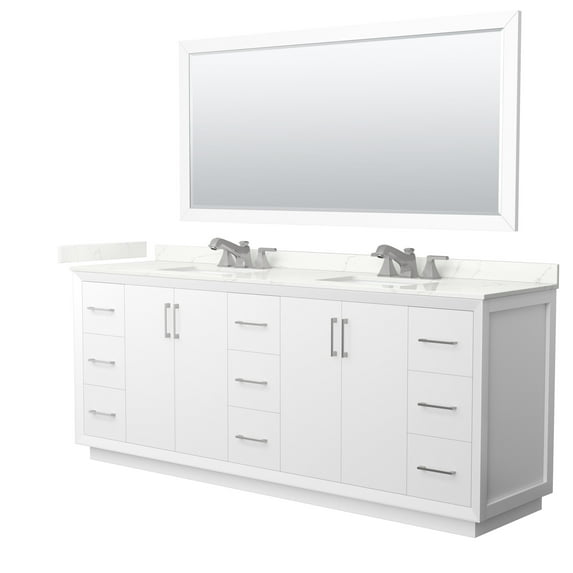 Wyndham Collection Wcf414184d-Qtz-Us3m70 Strada 84" Free Standing Double Basin Vanity Set
