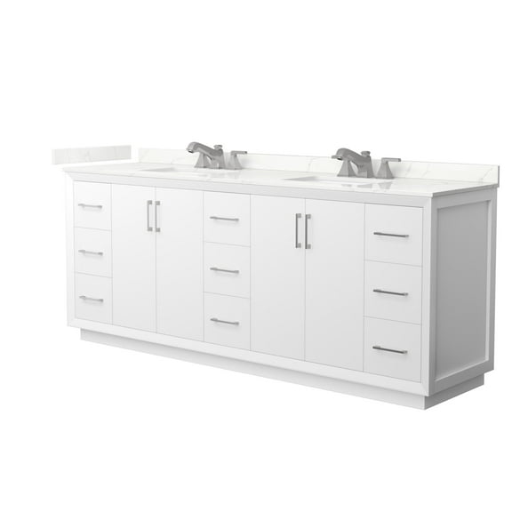 Wyndham Collection Wcf414184d-Qtz-Us3mxx Strada 84" Free Standing Double Basin Vanity Set