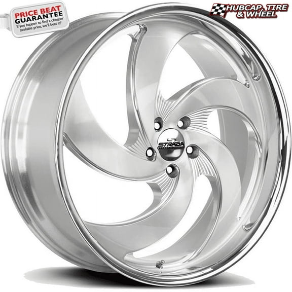 Strada Wheels RETRO 5 Custom Wheel - 20x8.5, 35 Offset, 5x114.3 Bolt Pattern, 74.1mm Hub - Silver with Brushed Face and SS Lip Rim