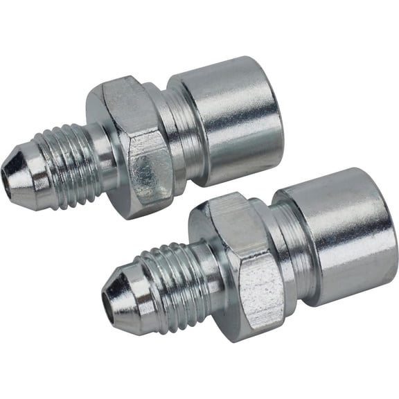 Speedway Motors Zinc Plated Straight 3/8-24 Inverted Flare to AN4 Adapter Fittings, Steel Brake Line to AN-4 Male Conversion, for Frame-Mounted Brake Hose Connections