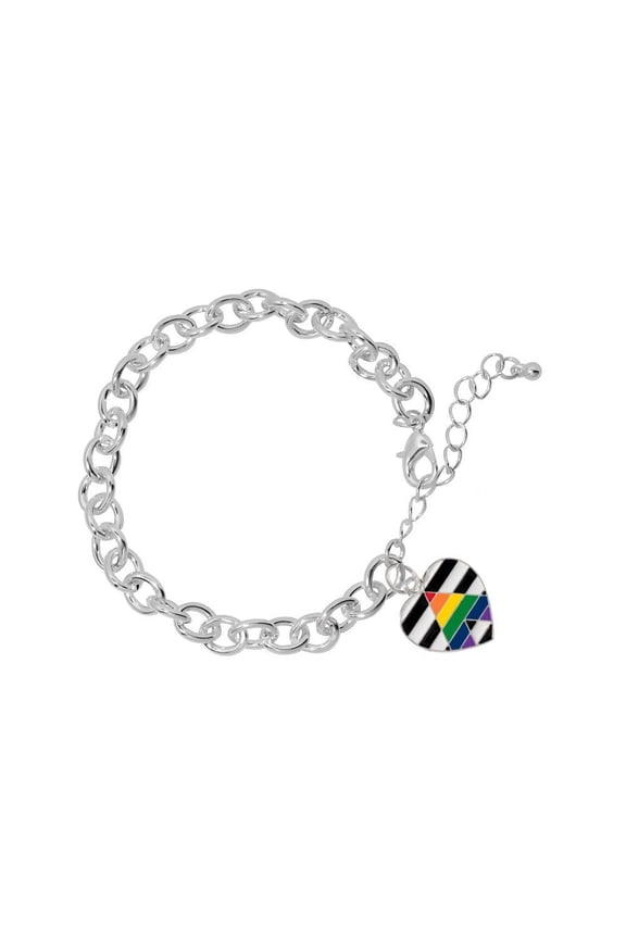 Straight Ally LGBTQ Pride Chunky Link Style Charm Bracelets