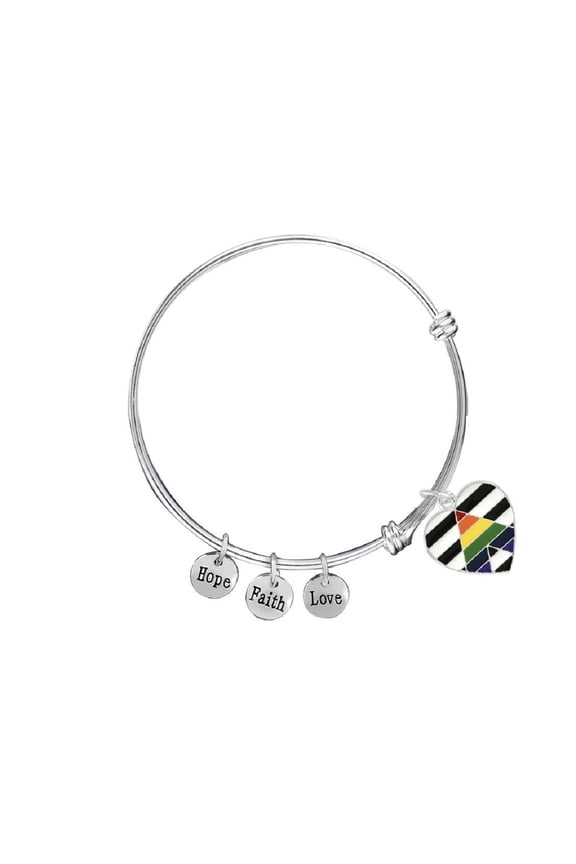 Straight Ally LGBTQ Pride Heart Retractable Charm Bracelets